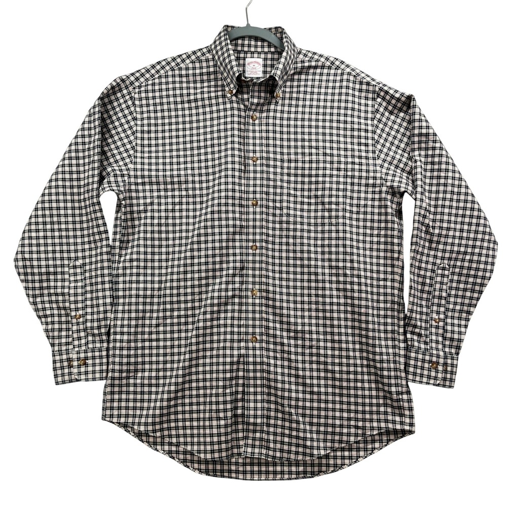 Brooks Brothers Casual Shirt Men XL Black Red Check Plaid Classic Oxford‎ Preppy